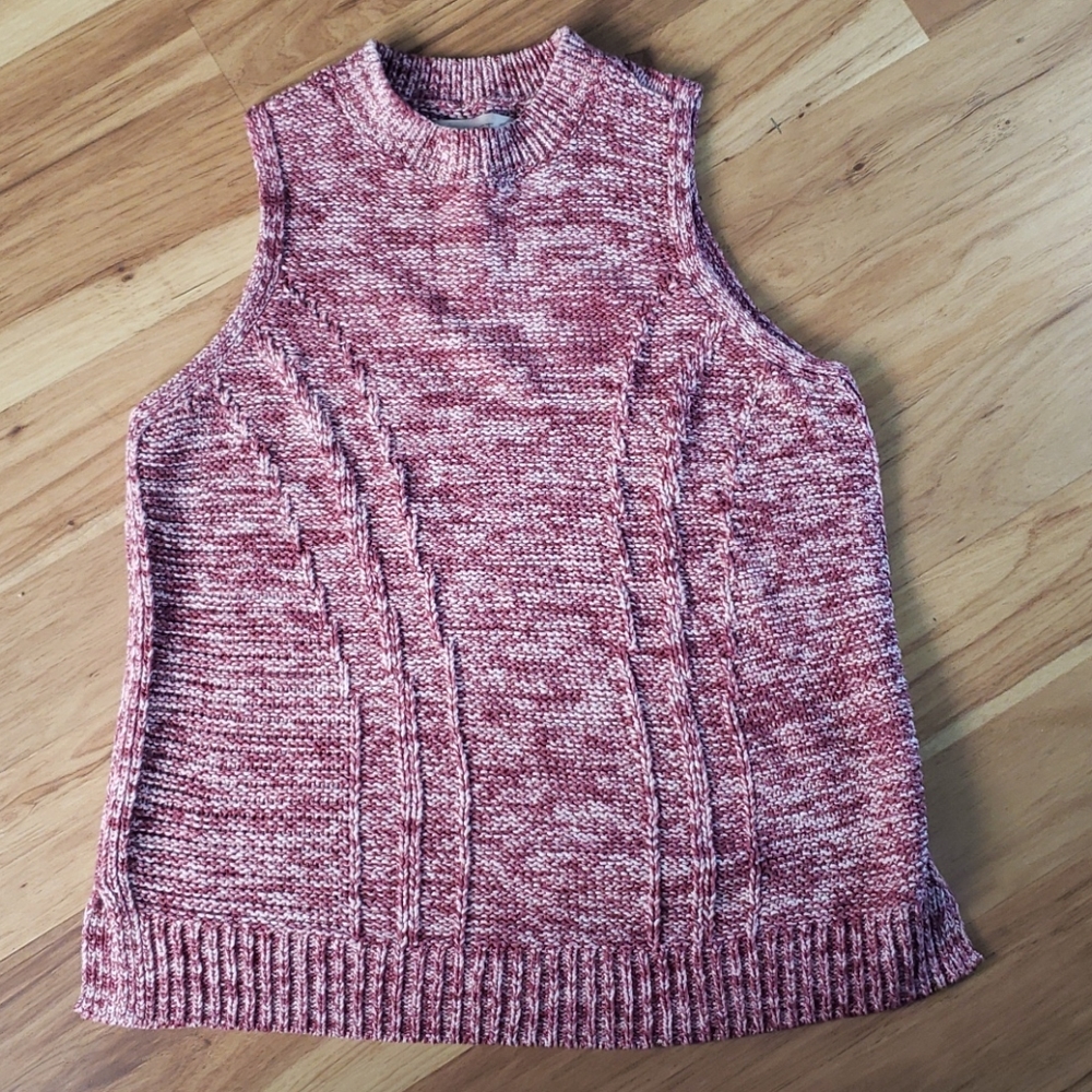 Loft sleeveless knit cranberry rose sweater vest Size Medium
